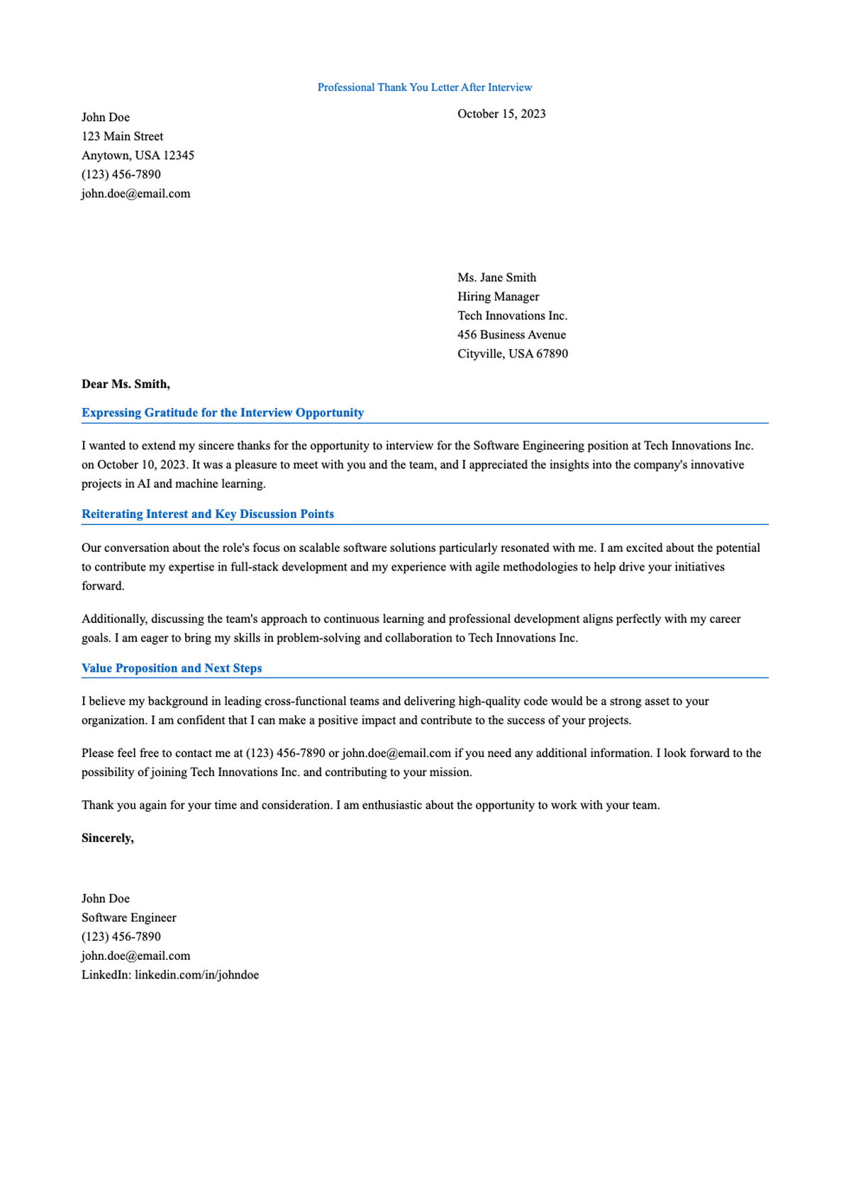 Two sample thank you letters for career and job search advice with professional formatting_variant_3